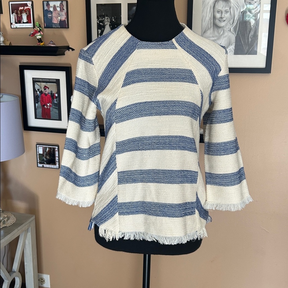 Zara Basic Blue and White Textured Knit
